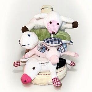 Pottery Barn Kids Farm Animal Plush Stacking Toy Set Cow Pig Sheep Turtle Baby